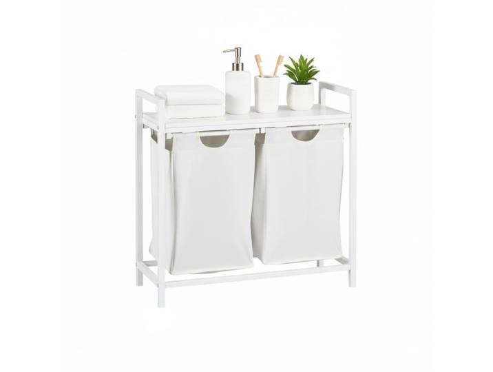 Relaxdays Wäschesammler 2 Fächer mit Ablage