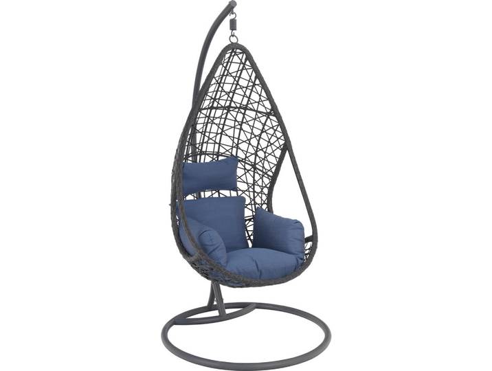 Ambia Garden Hängesessel, Blau, Grau, Textil, Füllung: Baumwollfüllung,Baumwollfüllung, 122x200x104 cm, Gartenmöbel, Hängesessel