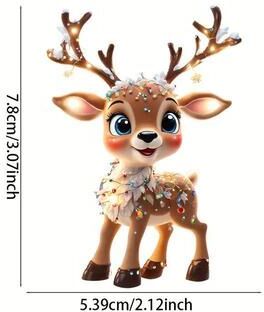 Modern Home Fixes Christmas Cartoon Fawn Acrylic Tree Pendant, Cute Elk Decorations For New Year Gifts And Party Decor a