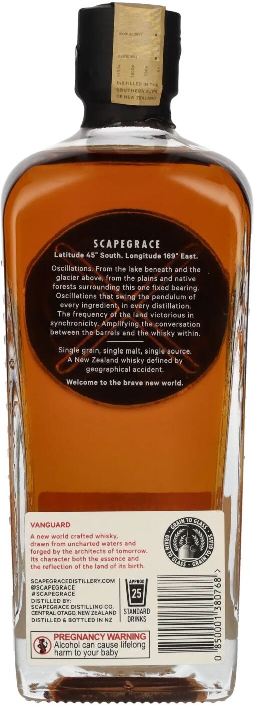Scapegrace VANGUARD Newzealand Small Batch Single Malt Whisky 46% Vol. 0,7l