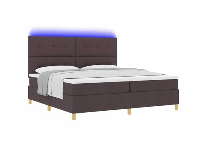 vidaXL LED Boxspringbett mit Kopfteil Dunkelbraun 200 x 200 cm Stoff