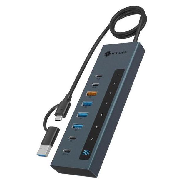 Icy Box IB-HUB1743-CPD (USB-A, USB-C, 9 Ports) (IB-HUB1743-CPD)