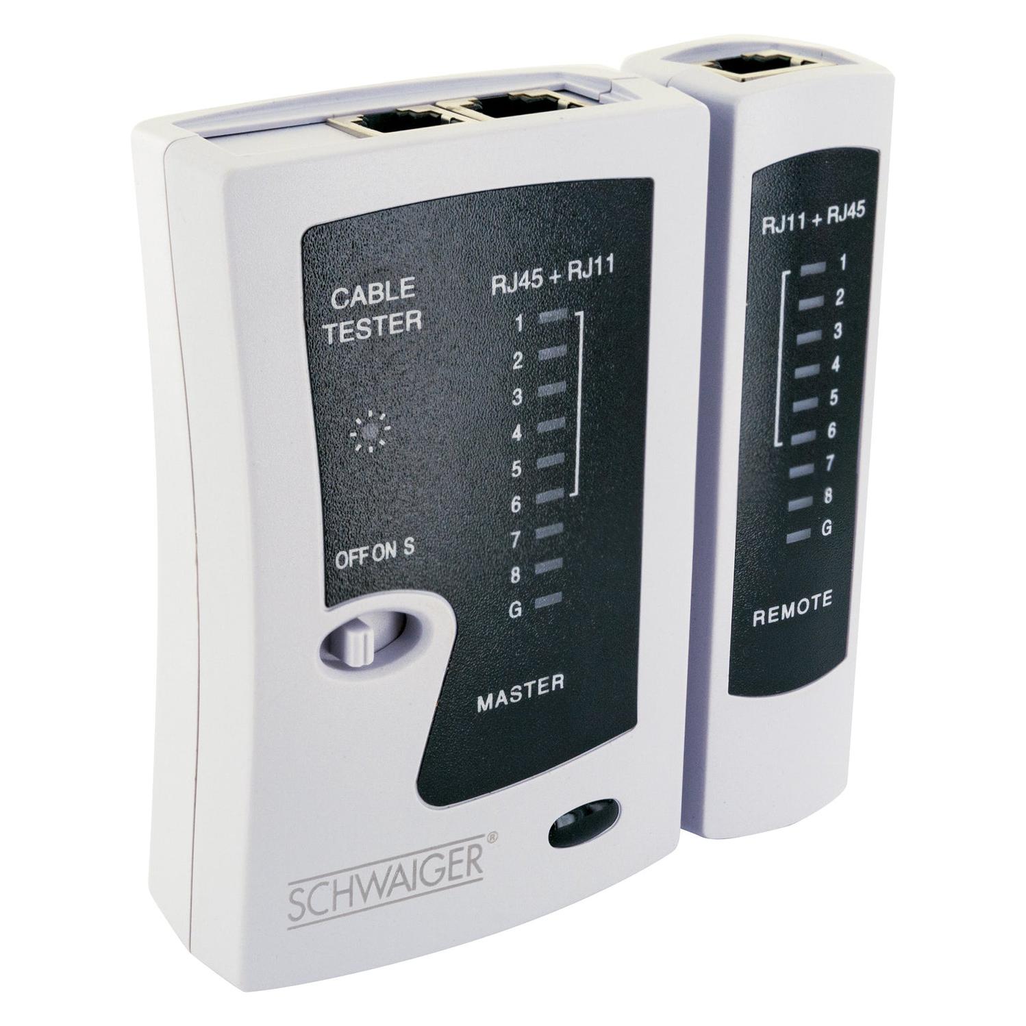 Schwaiger Netzwerkkabeltester RJ45/RJ11 weiss (Kabeltester) (NWM1 531)