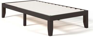 Costway Twin Size 14 Inch Wooden Slats Bed Mattress Frame-Brown