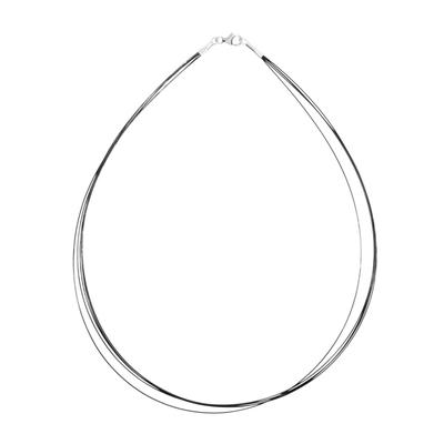Halsreif OSTSEE-SCHMUCK "- Nyloncollier 5-reihig -schwarz- - Edelstahl - Verschluß aus Silber 925/000" Gr. 42, schwarz (schwarz, silber 925), Halsketten, Damen, 42, Edelstahl