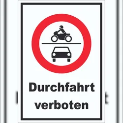HB-Druck Durchfahrt verboten Krad und PKW Symbol Aufkleber A5 (148x210mm)