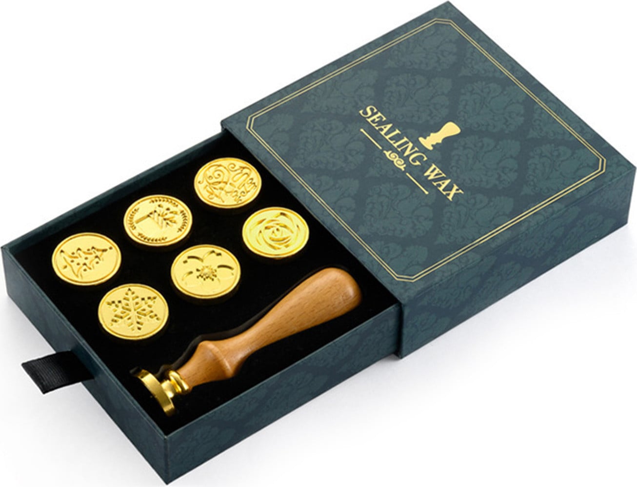 Cocosity Set voor waszegels in vintage stijl met houten stempel en verwisselbare kop