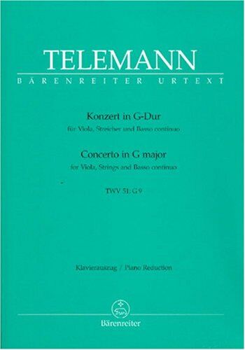 Georg Philipp Telemann - Konzert G-Dur für Viola, Streicher und Bc. Klavierauszug - Preis vom 09.10.2026 07:28:09 h
