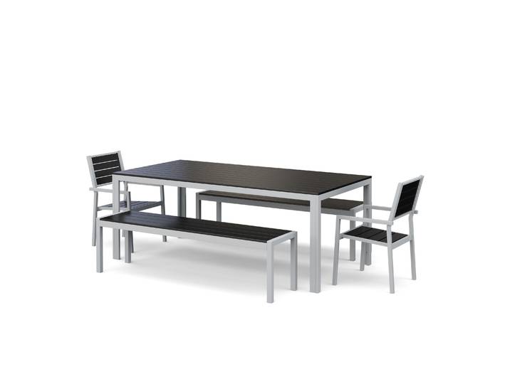Gartenmöbel Set KAVO 2 Stühle + 2 Bänke anthrazit