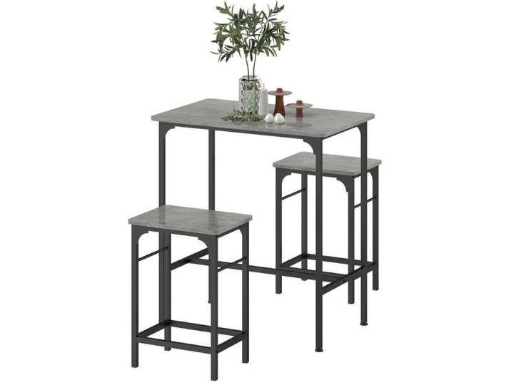 Ensemble table de bar 80cm Mange-Debout Compact Style Industriel Cadre métal 2 places