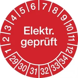 König Werbeanlagen Dreifke® Prüfplakette Elektr. geprüft ab 29 rot/weiß - 30 mm Folie selbstklebend