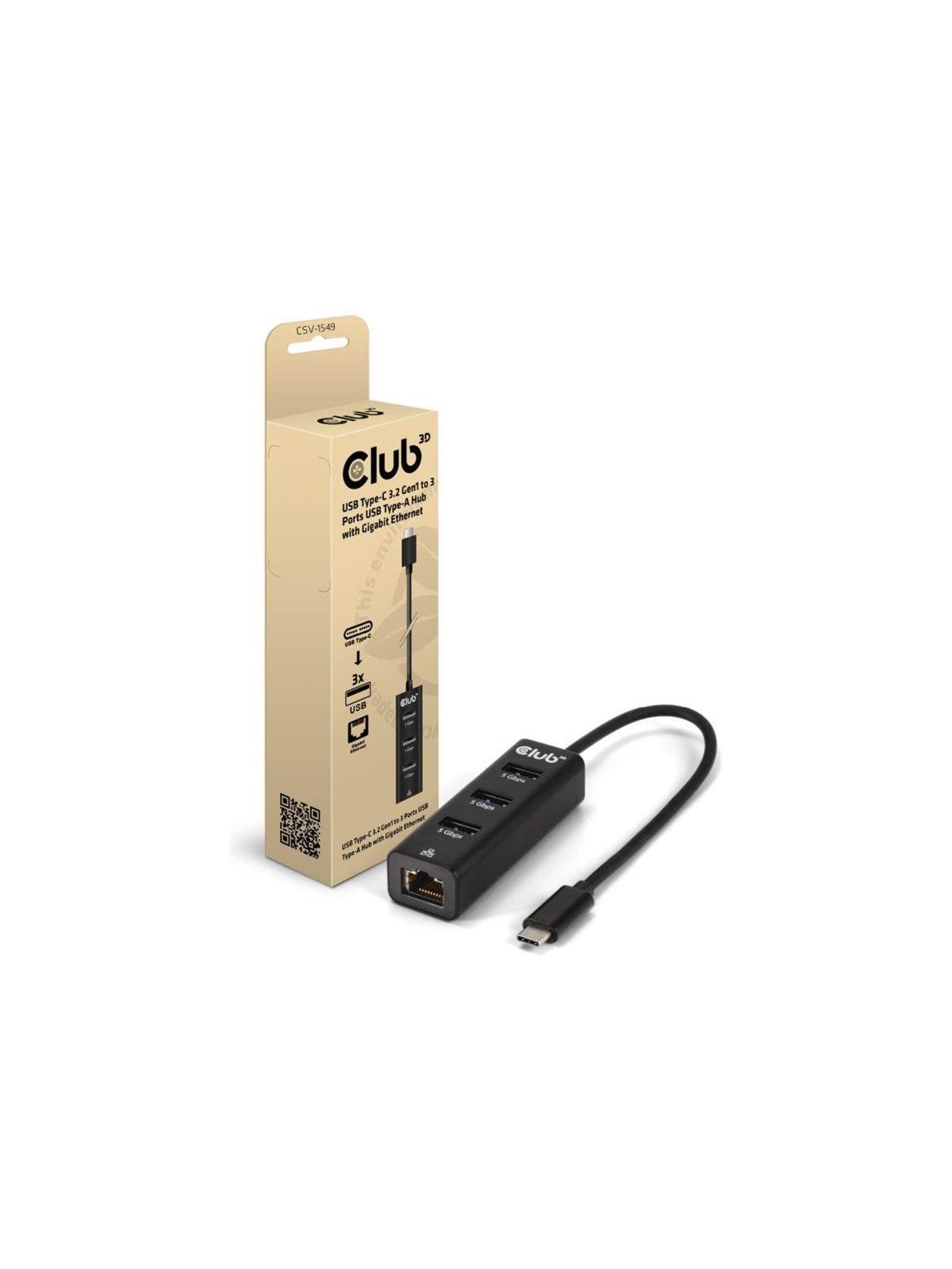 Club 3D CSV-1549 - hub - USB Type-C - 4 ports USB-Hubs - 4 - Schwarz