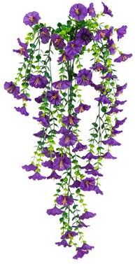 Nearly Natural 30-in UV Resistant Artificial Morning Glory Hanging Plant - Set of 6