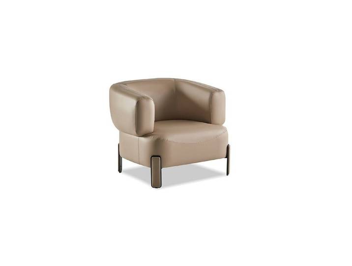 Xlmoebel Loungesessel Sessel Beige Leder Elegant Abgerundete Formen Modern Minimalistis (1-St., 1-tlg)