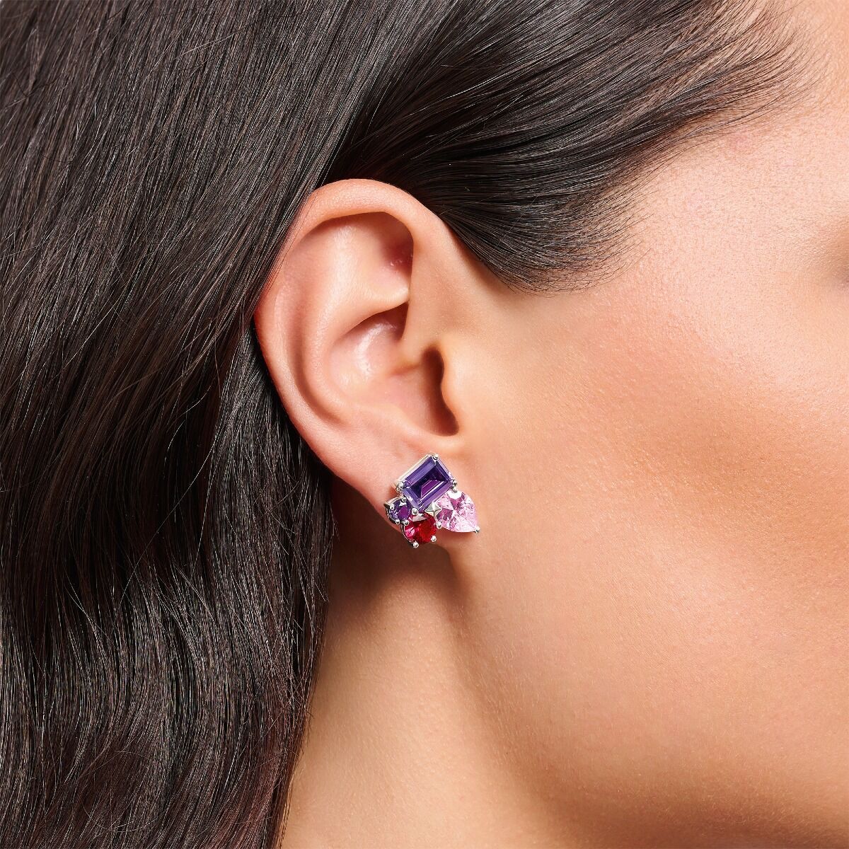 Thomas Sabo Heritage Glam pink and violet zirconia örhängen H2275-477-7