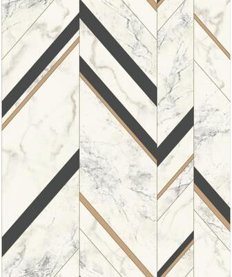 Inspired by Color Marble Chevron Black & Gold Wallpaper