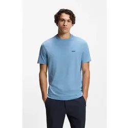 BOSS für Herren. 50506373 Logo-Kontrast-T-Shirt blau (M), Lässig, Baumwolle, Kurzarm