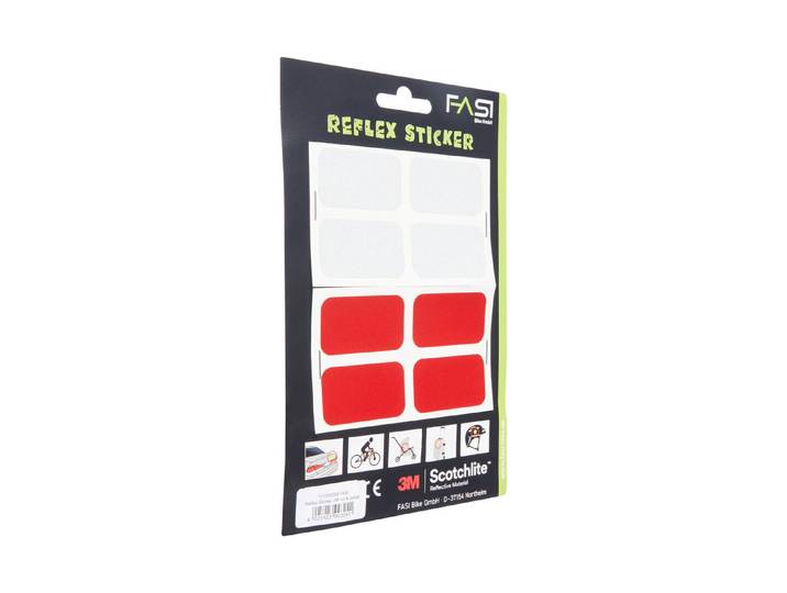 Fasi Reflex-Sticker 3M Vierecke Weiss-Rot 25 × 45 mm 8 Stück
