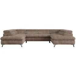 WOHNLANDSCHAFT PEDRO U Cord Braun
