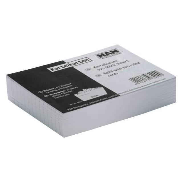 Han 100 Karteikarten DIN A8 weiss liniert (A8, 100x, 120 g/m²) (32021813)