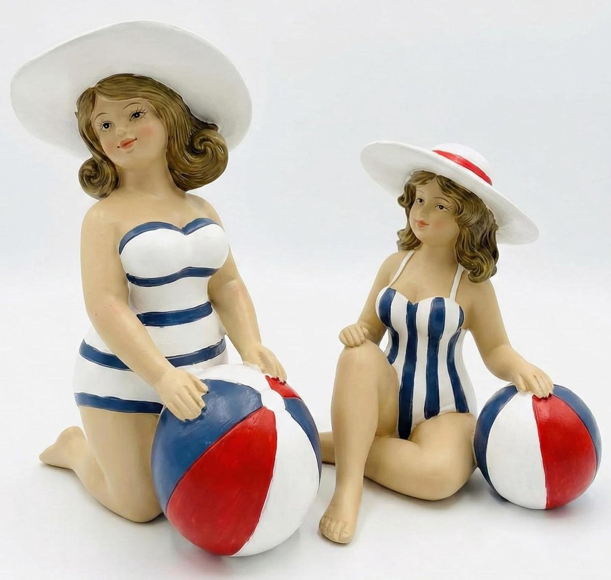 Handbeschilderde Strandfiguren Set voor Zomerse Decoratie - Meerkleurig - B/D/H: 12 x 13 x 12 cm