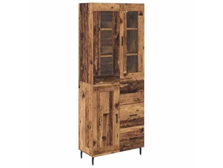 Kaorsrow Highboard 2-TLG Altholz Holzwerkstoff Kommode 69.5x34x180 cm Vielseitiger Schrank im Vintage-Look mit 3 Schubladen für Wohnzimmer, Esszimmer oder Flur. Spendet viel Stauraum.