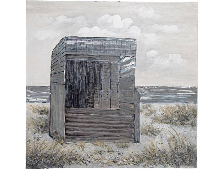 Leinwandbild GILDE Bild quadratisch Strandkorb , grau (farbe bild(er): grau), B:80cm H:80cm T:3cm, Poly-Leinwand, Bilder, Leinwandbild