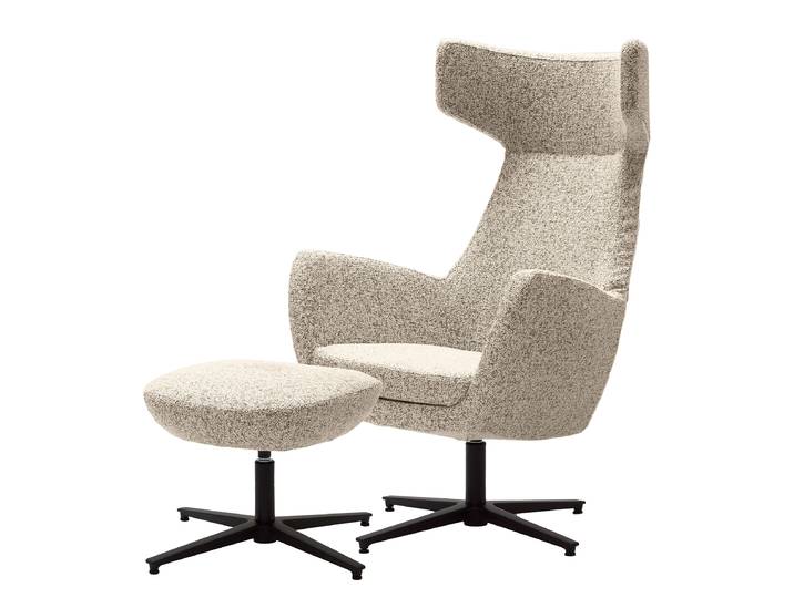 Fauteuil lounge LUZO Beige Tissu structuré Purna 76 x 117 x 74cm
