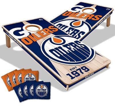 Skip's Garage Edmonton Oilers NHL 2x4 Cornhole Board Set
