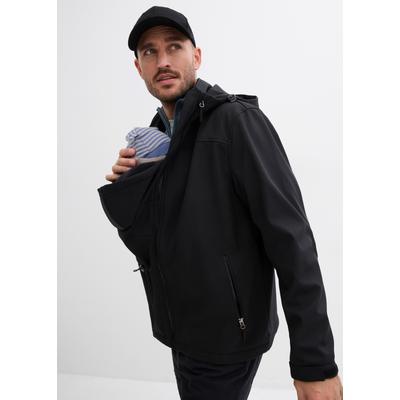 Umstandsjacke BONPRIX, Damen, Gr. 46, schwarz, Obermaterial: 92% Polyester, 8% Elasthan, ausgestellt, Jacken, regen- und windabweisend, mit Trageeinsatz, innen leicht gefüttert