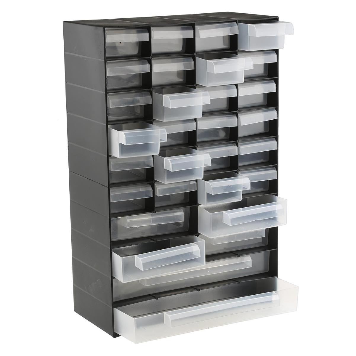 RS PRO 30 Drawer Plastic Unit, Black (27 cm, 42 cm) (8776803)