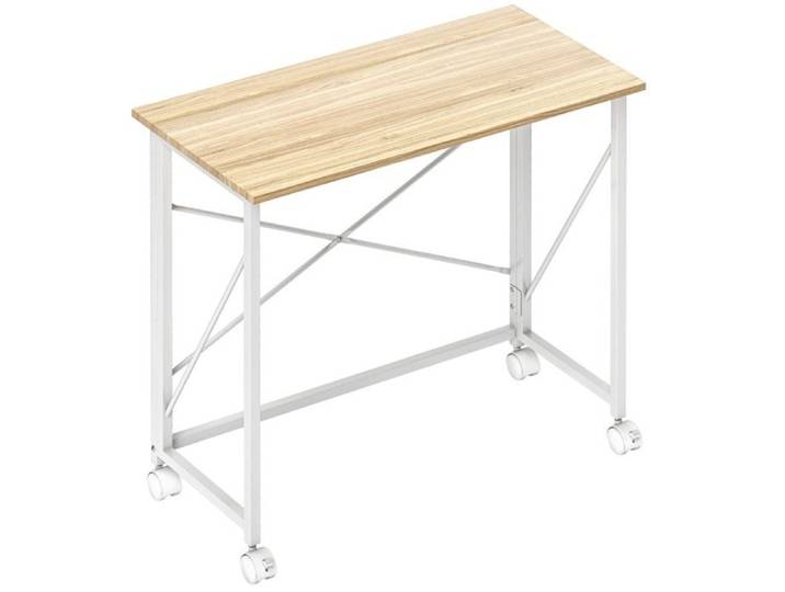 Bureau pliant sur roulettes gain de place 80 x 40 x 75 cm naturel