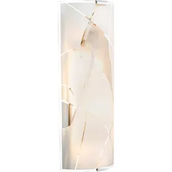 Wandleuchte Wandlampe Flurleuchte Wohnzimmerleuchte Glas satiniert chrom, Dekorlinien, 2x E27 Fassungen, BxHxT 36x15x6 cm