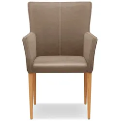 MAISON Stuhl Chandler Lederoptik Dunkelbeige