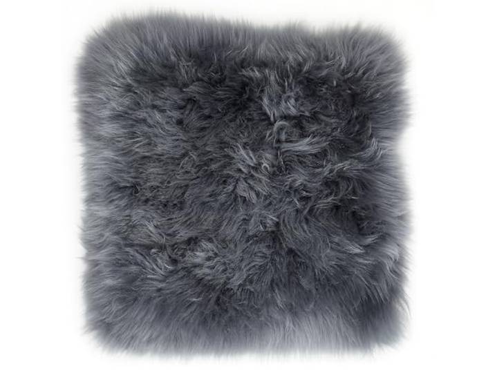 -LUXOR- living Sitzkissen, Schaffell echt, Lammfell, eckig 34 x 34 cm Grau