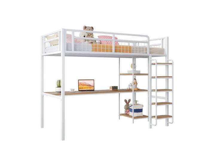 Odikalo Hochbett Jugendbett Sicherheitsleiter Treppenstufen Tisch Sicherheitszaun