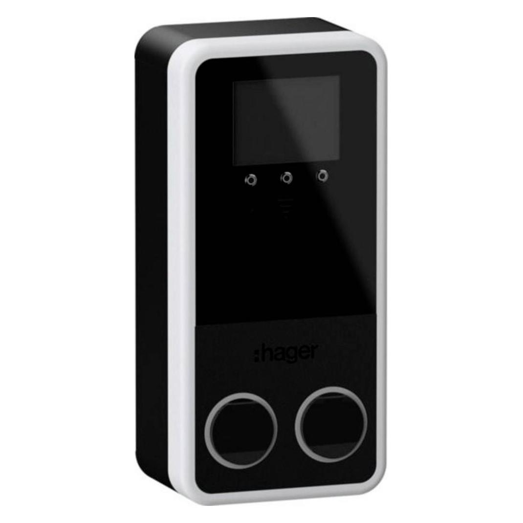 Hager Ladestation witty park II 2x22kW mit 2xTyp 2 Ladebuchse (Typ 2, 64 A, 22 kW) (XVP222S-Hager-)