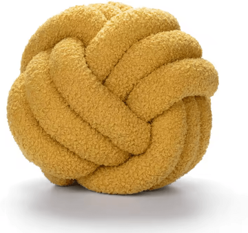 Uplift Curations SunKnot 8.7x8.7 Inch Handmade Knotted Plush Pillow Yellow Round Decorative Cushion For Sofa & Home Decor skp Yellow l (13.78 In)