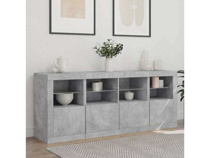 Buffet - MOTHINESSTO - DS1418 - Gris béton - Bois - MODERNE Buffet avec lumières LED - Gris béton - 163x37x67 cm 91154