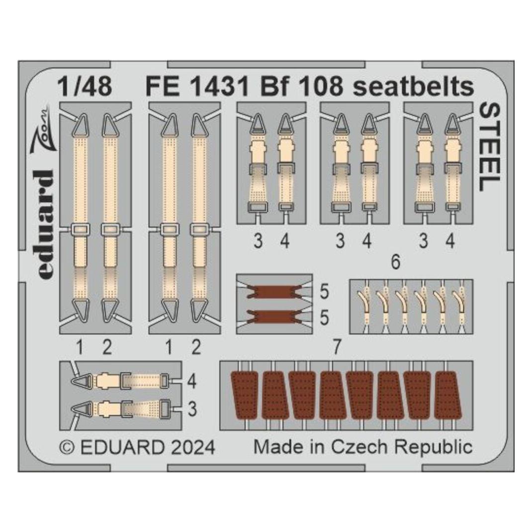 Eduard Bf 108 seatbelts STEEL 1/48 (FE1431)