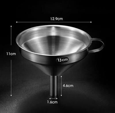 Inspire Essentials Wide Mouth Stainless Steel Funnel With Detachable Filter Oil Strainer b