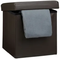 Relaxdays Faltbarer Sitzhocker Kunstleder Braun