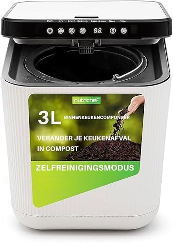 NutriChef Elektrische Keukencomposter - Automatische Compostemmer voor Organisch Materiaal en Voedselafval - 3 L - Wit