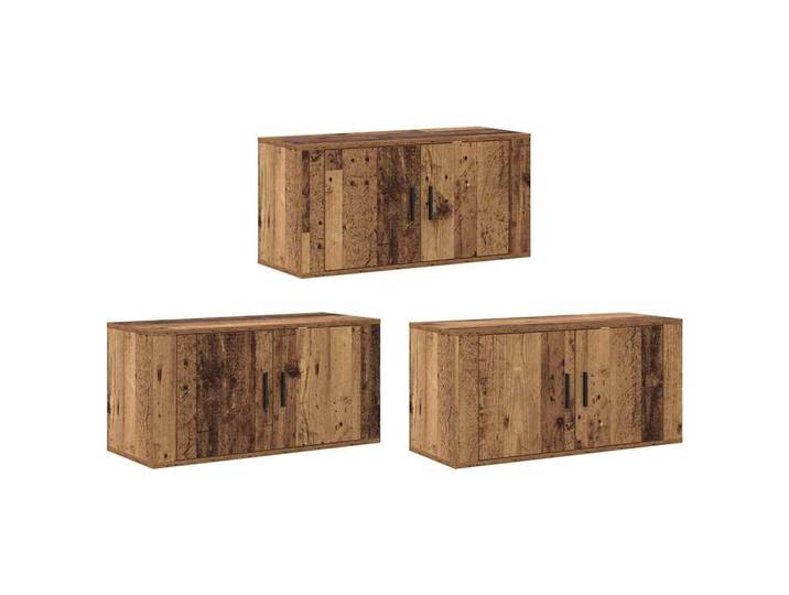 vidaXL TV-Schrank Wand-TV-Schrank Set 3 stk. Altholz Holzwerkstoff (3-St)