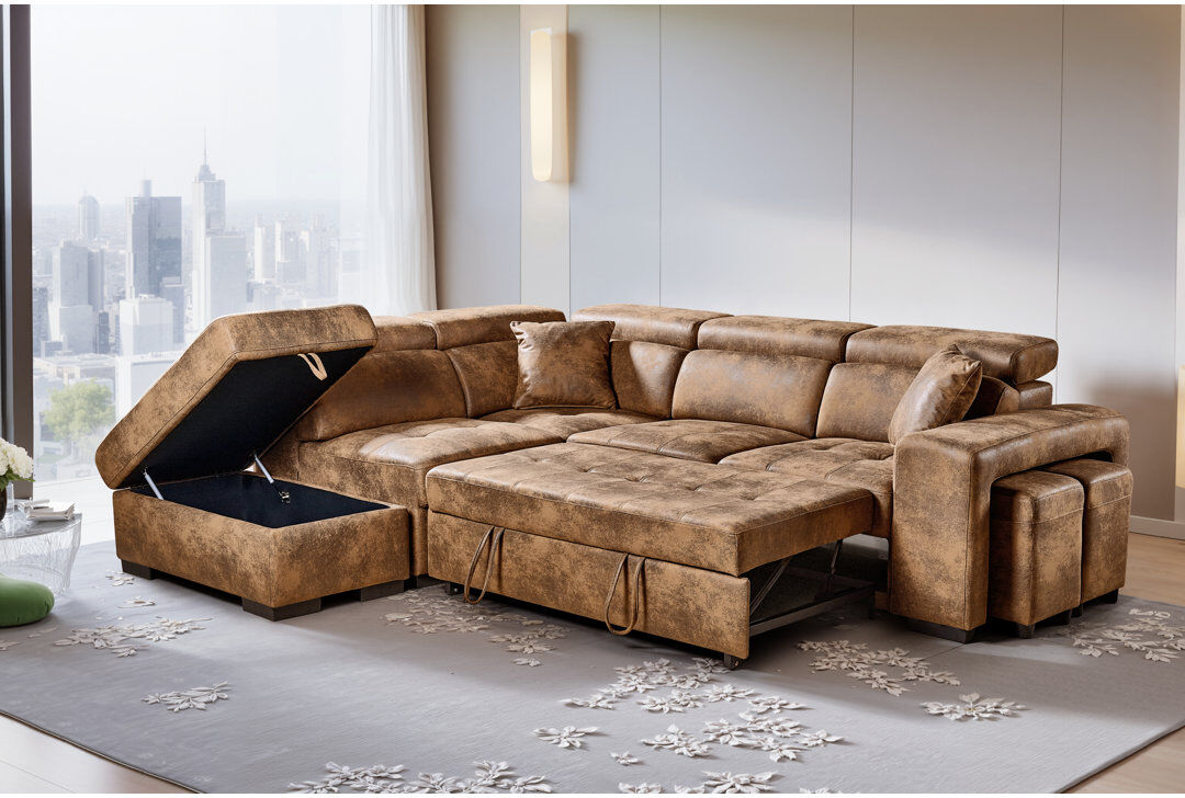 Brayden Studio 4 Seater Corner Sofa Olive Green Chenille 95cm H X 264cm W X 165cm D