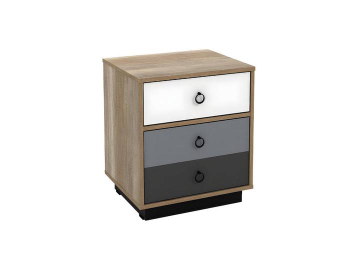 Vente-Unique Nachttisch - 47.4 cm x 39.6 cm - holz - mehrfarbig Krypton, Mehrfarbig, Holz, Uni, 1 Schubladen, Rechteckig, 47.4x55.3x39.6 cm, Schlafzimmer, Nachtkästchen