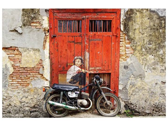 Digitaldruck auf Glas Street Art mit Moped image LAND