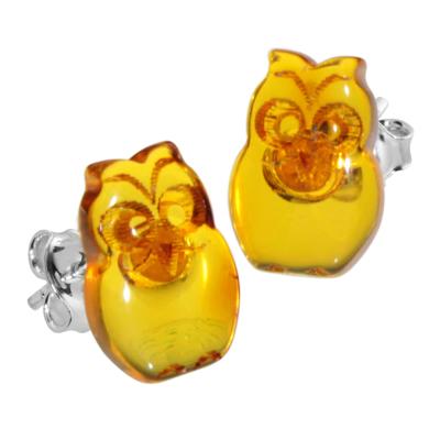 Paar Ohrstecker OSTSEE-SCHMUCK "- Eule - Silber 925/000 - Bernstein" Gr. 11, silber (silber 925, silberfarben, weiß), Ohrringe, Damen, 11, Silber 925 (Sterlingsilber)