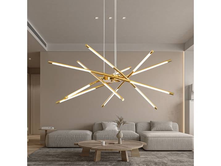 Géométrie nordique Restaurant suspension salon chambre Table à manger Led lustre intérieur télécommande ligne lustre