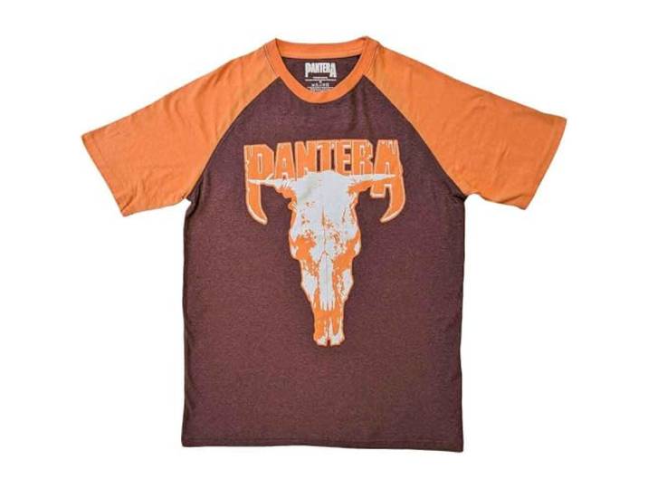 Pantera T-shirt Skull Band Logo Officiële Unisex Raglan Bruin, Bruin, S